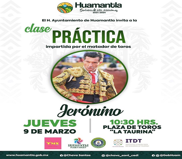Brindará el matador de toros ‘Jerónimo’ una clase práctica en Huamantla