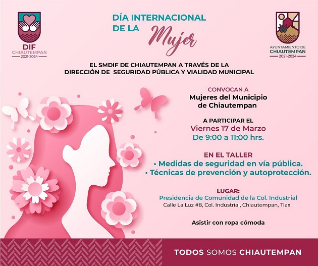 Invita SMDIF Chiautempan a participar en taller sobre prevención y autoprotección para mujeres