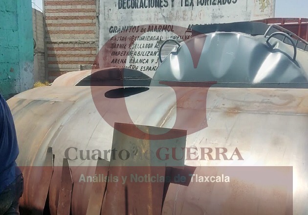 Quemado resulta masculino por flamazo en un taller de tanques de agua, en San Pablo del Monte