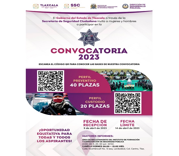 Extiende Secretaría de Seguridad Ciudadana convocatoria para perfil preventivo y custodio