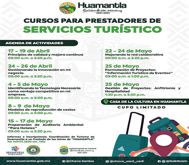 Presenta Ayuntamiento de Huamantla agenda de cursos para prestadores de servicios turísticos