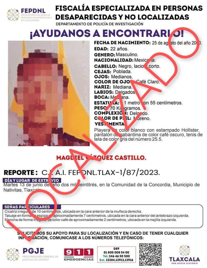 Ubica PGJE a masculino reportado como no localizado