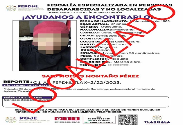 Presentan ante Fiscalía a masculino reportado como no localizado: PGJE