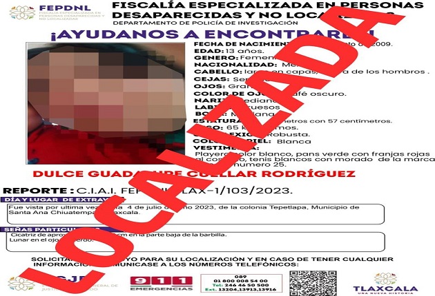 Presentan ante Fiscalía a menor de edad reportada como no localizada: PGJE