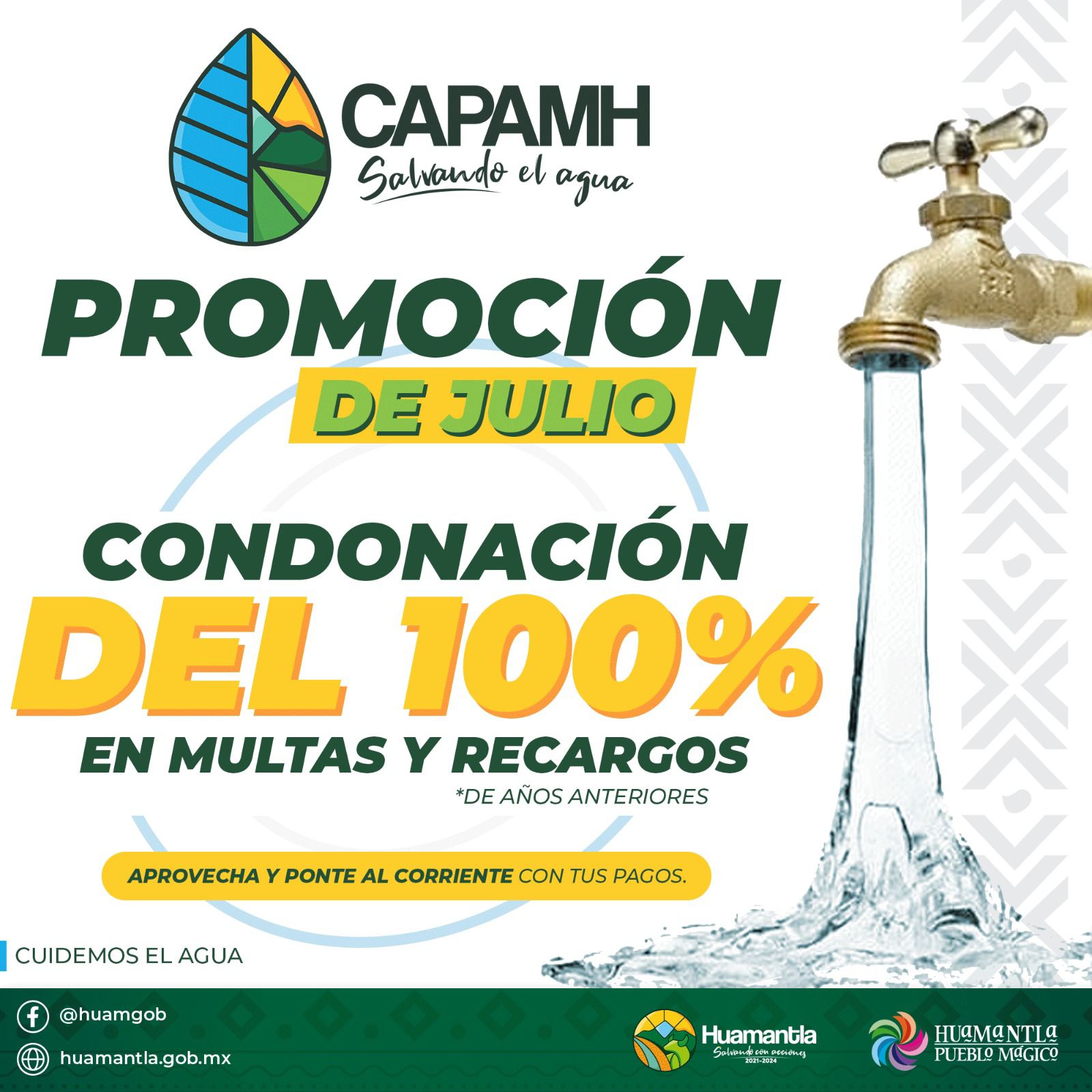 Anuncia Capamh condonación del 100% en multas y recargos durante el mes de julio