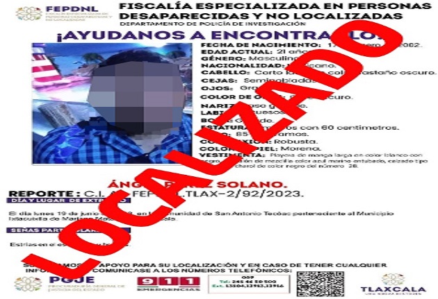 Presentan ante la fiscalía a masculino  reportado como no localizado: PGJE