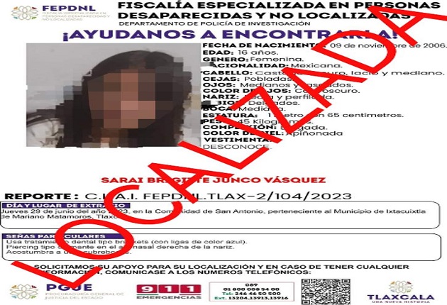 Presentan ante Fiscalía a menor de edad reportada como no localizada: PGJE