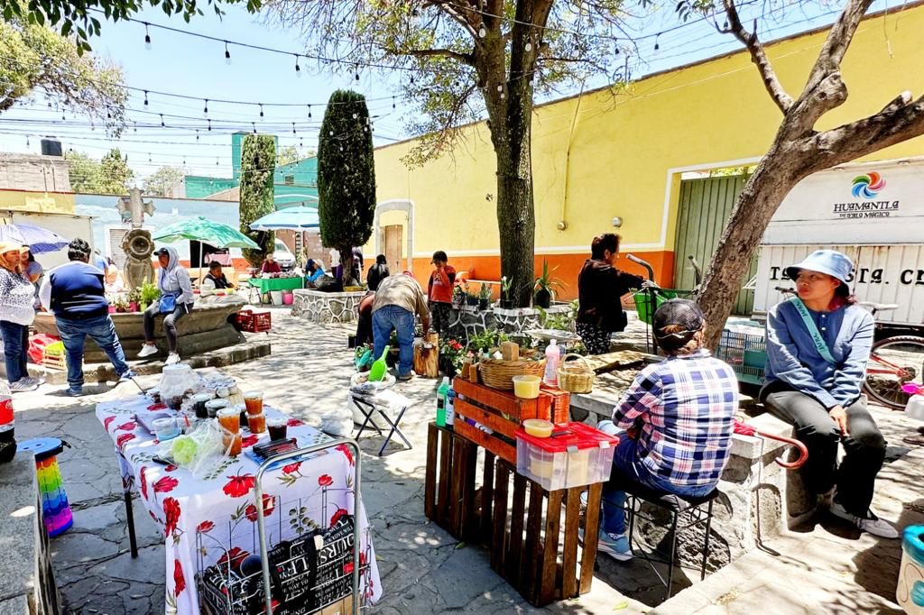 Incrementan productores locales ventas en la nueva ubicación del tianguis 'Mis semillas huamantlecas'