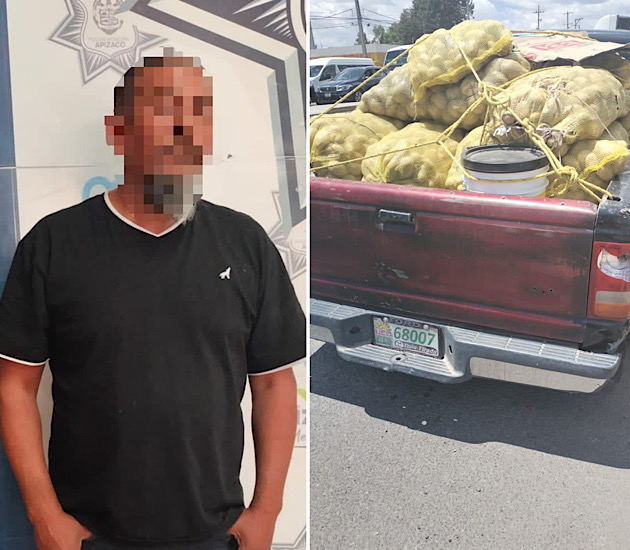 Policía Municipal de Apizaco asegura a un hombre y a un vehículo extranjero sin documentación