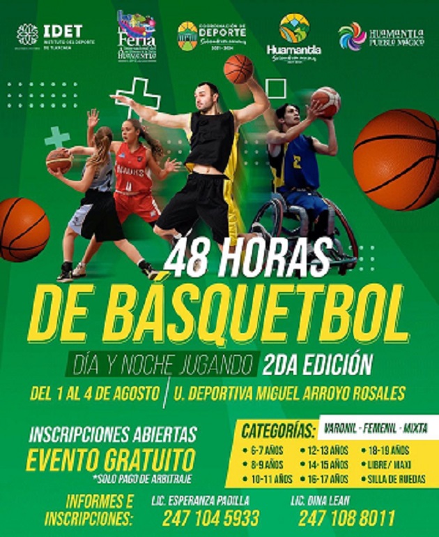 Invita gobierno municipal de Huamantla al torneo ‘48 horas de basquetbol día y noche jugando’