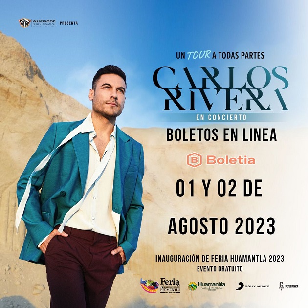 Anuncia gobierno de Huamantla que boletos para concierto de Carlos Rivera se entregarán a través de plataforma digital