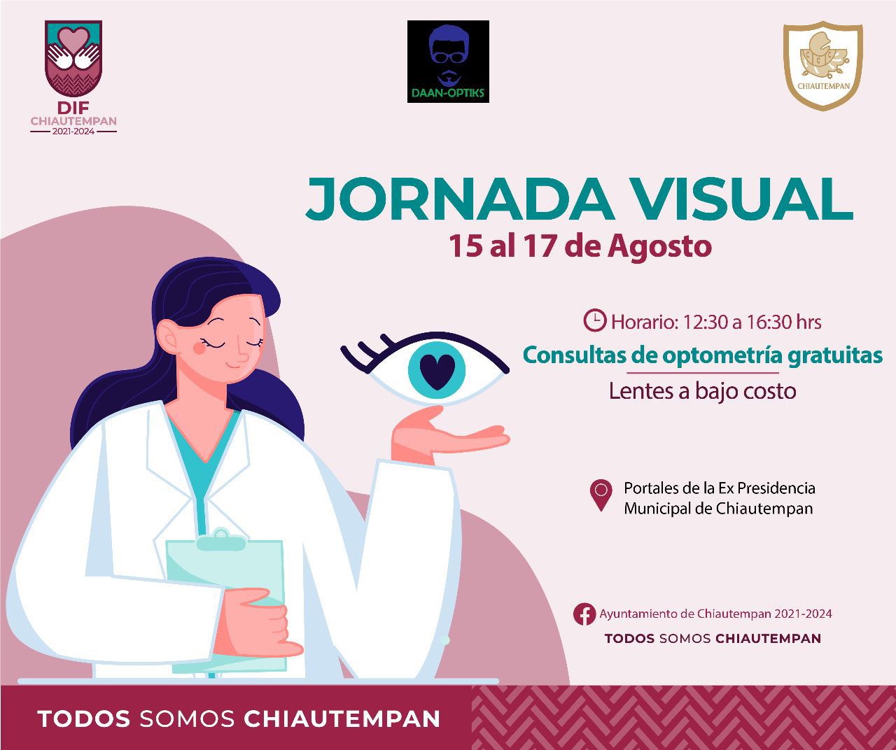 Invita SMDIF Chiautempan a Jornada visual, del 15 al 17 de agosto