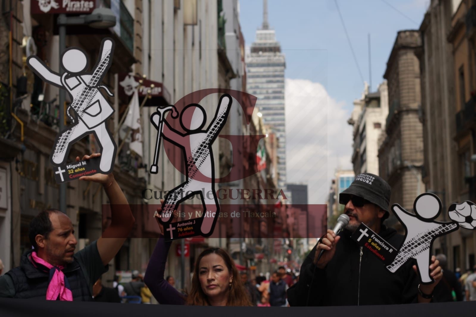 Protesta por parte de activistas por la seguridad vial, en la Cdmx