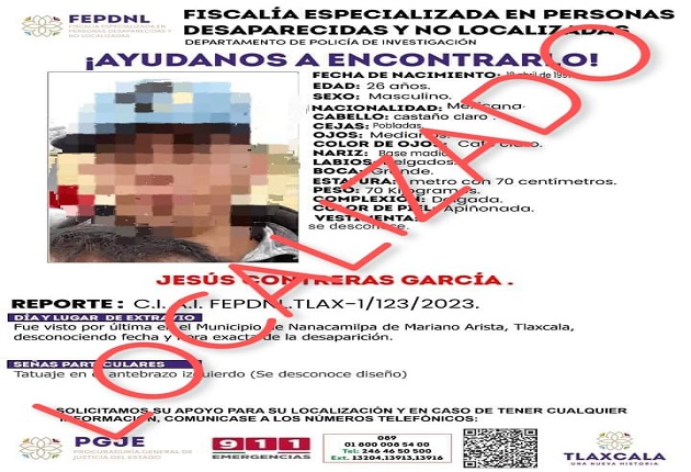 Presentan ante fiscalía a masculino reportado como no localizado: PGJE