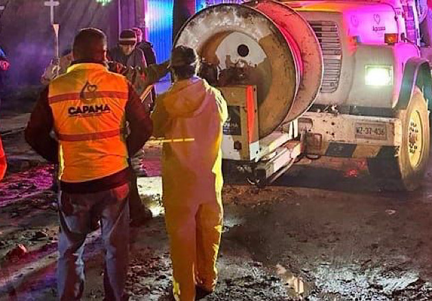 Implementan autoridades municipales y estatales operativo en Huamantla tras fuerte lluvia