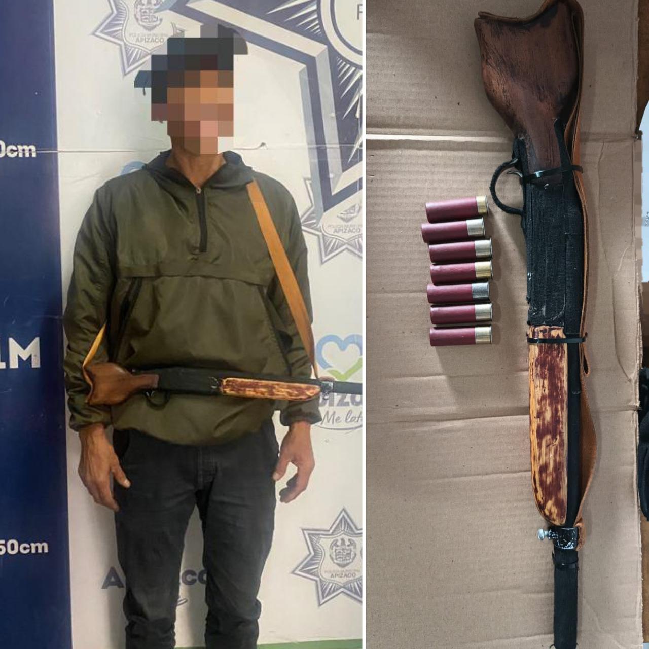 Policía Municipal de Apizaco pone a disposición de la FGR a sujeto por portación ilegal de arma de fuego