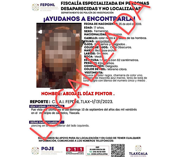 Ubica PGJE en Tabasco a menor de edad reportada como no localizada
