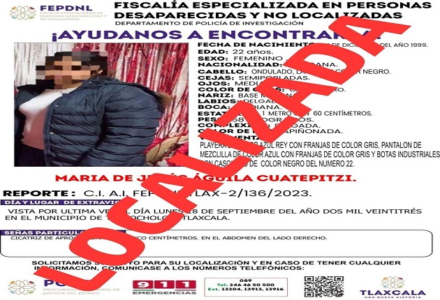 Presentan ante ministerio público a mujer reportada como no localizada: PGJE
