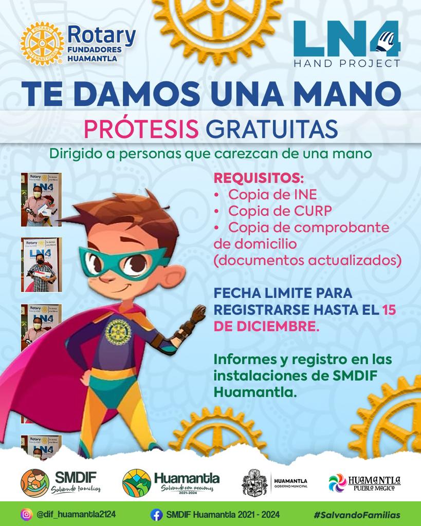 Invita SMDIF Huamantla a adquirir prótesis de mano gratuitas