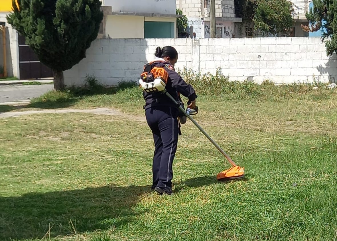 Impulsa Dirección de Seguridad Pública de Huamantla rehabilitación y mantenimiento de los espacios públicos