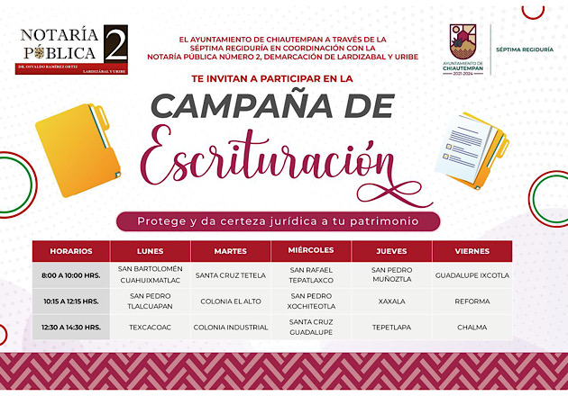 Ayuntamiento y 7a. Regiduría ponen en marcha campaña 'Chiautempan por una escrituración social'