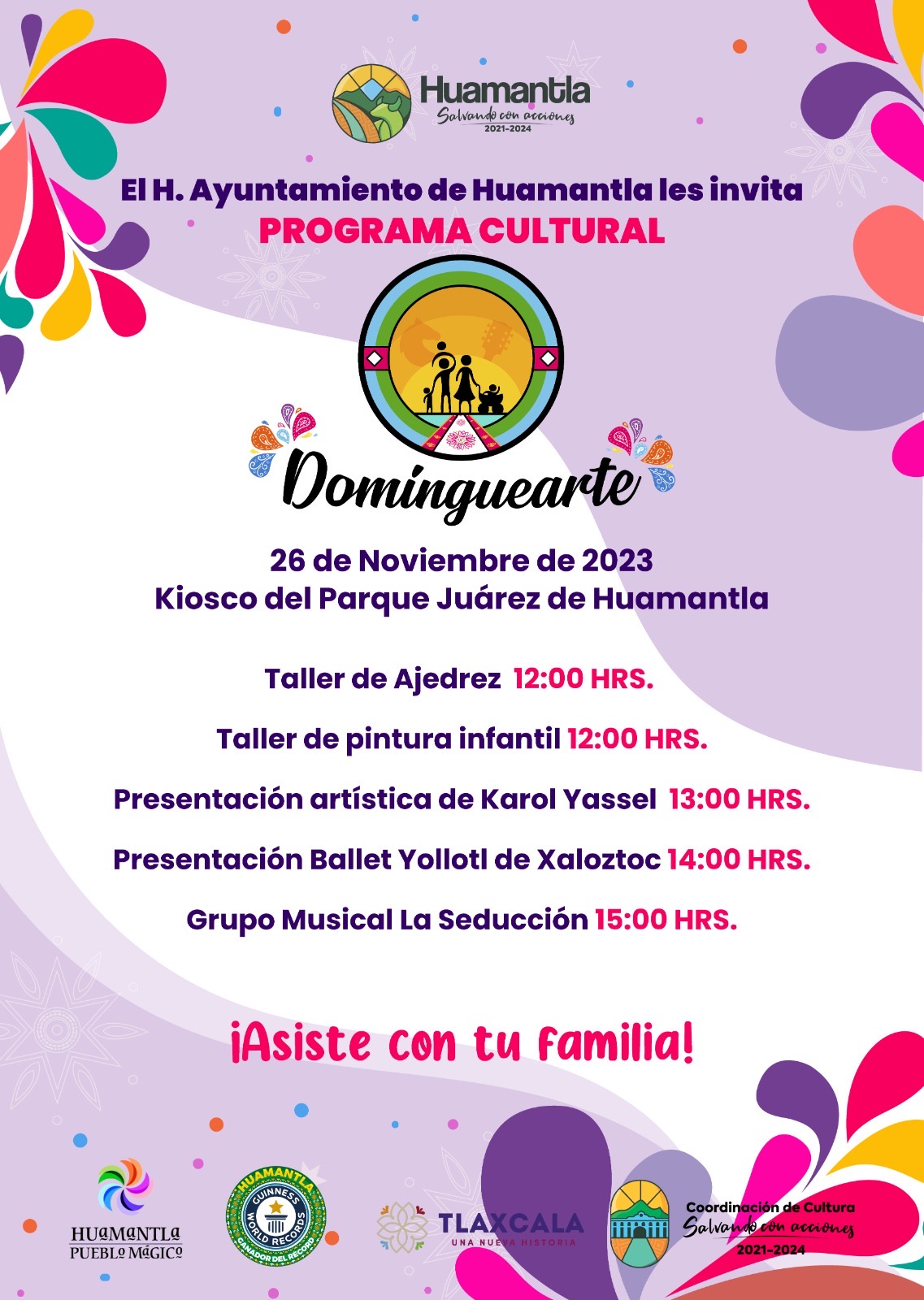 Disfruta ‘Dominguearte’ con un programa artístico y cultural, en el parque Juárez de Huamantla