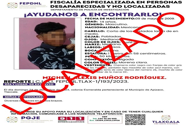 Presentan ante ministerio público a menor de edad reportado como no localizado: PGJE