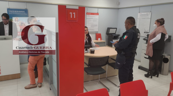 Broma por robo a un banco genera movilización policiaca,  en Apizaco