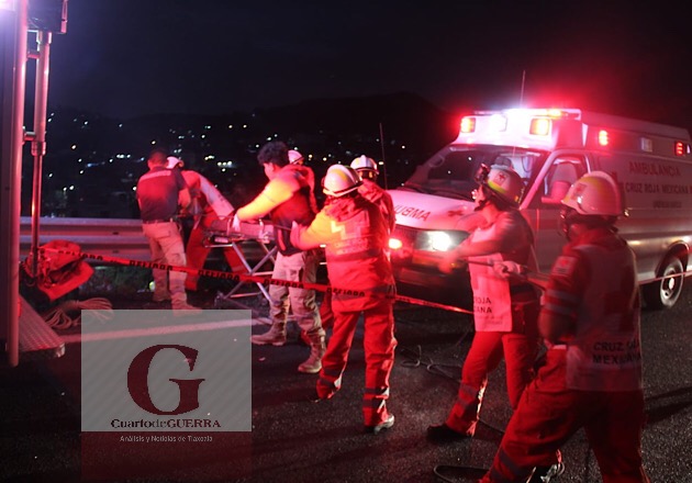 Con vida pero gravemente herido resulta motociclista tras caer en Periférico de Tlaxcala