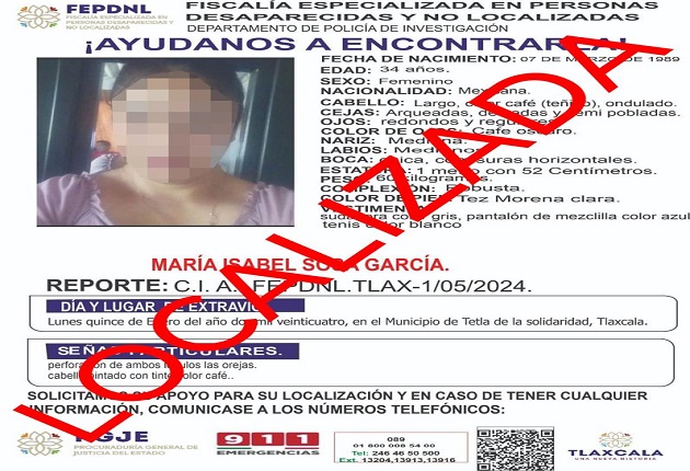 PGJE localiza a mujer que fue subida a un taxi en Tetla de la Solidaridad