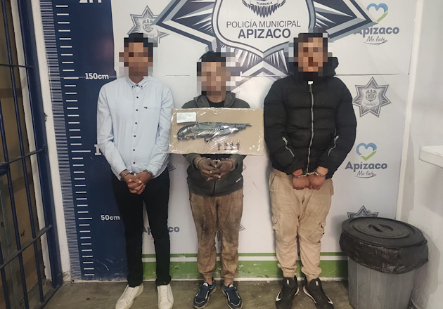 Detiene Policía de Apizaco a tres hombres por posesión ilegal de arma de fuego