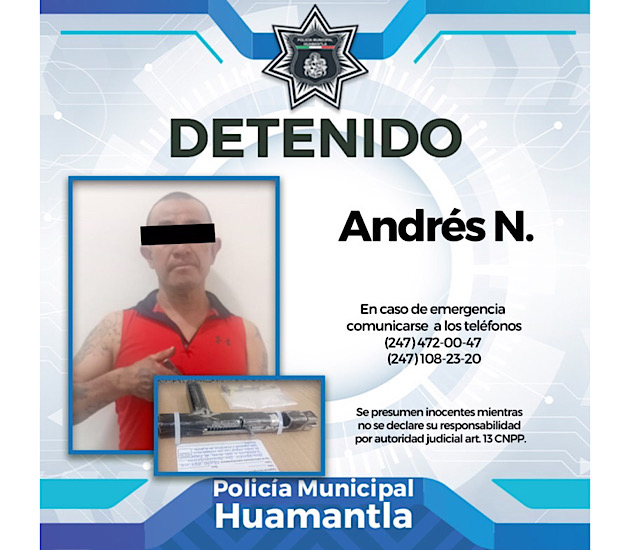 Sujeto armado es capturado por la Policía de Huamantla