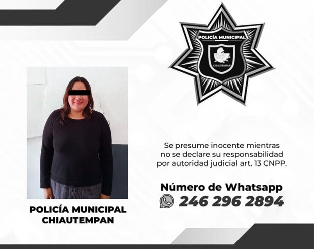Detiene Policía de Chiautempan a femenina por alteración del orden público
