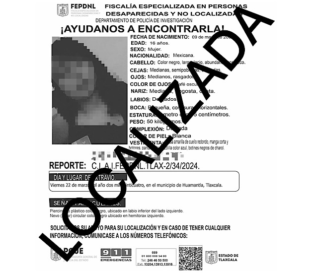Presentan ante Fiscalía a menor de edad reportada como no localizada: PGJE
