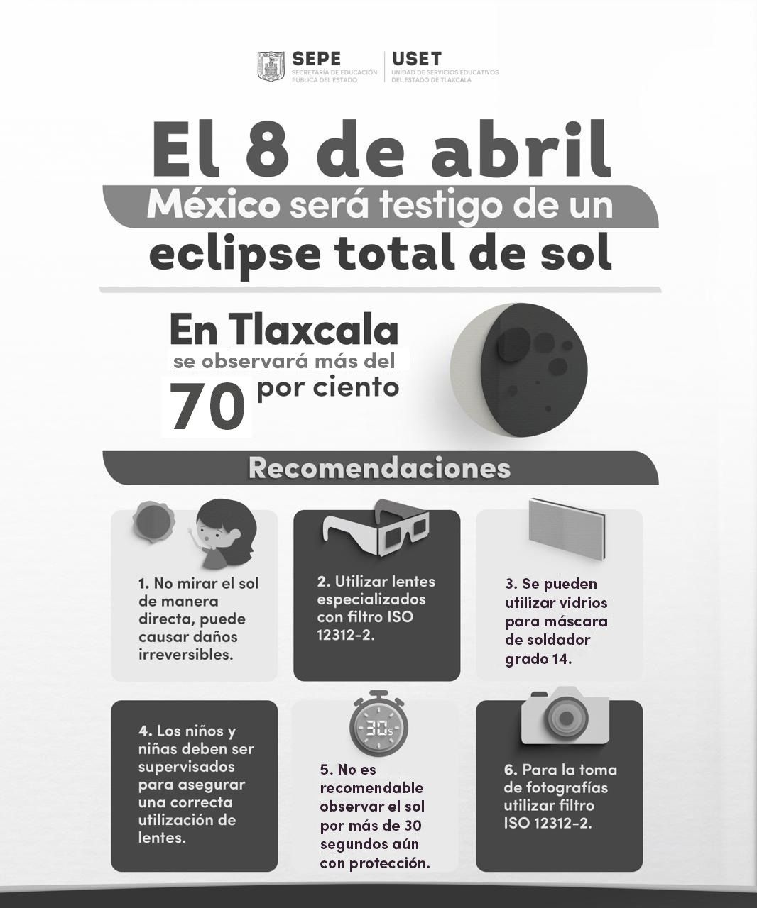Emiten autoridades educativas recomendaciones por eclipse solar; sí habrá clases el lunes 8 de abril