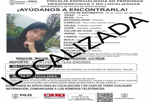 Presentan ante Fiscalía a menor de edad reportada como no localizada: PGJE