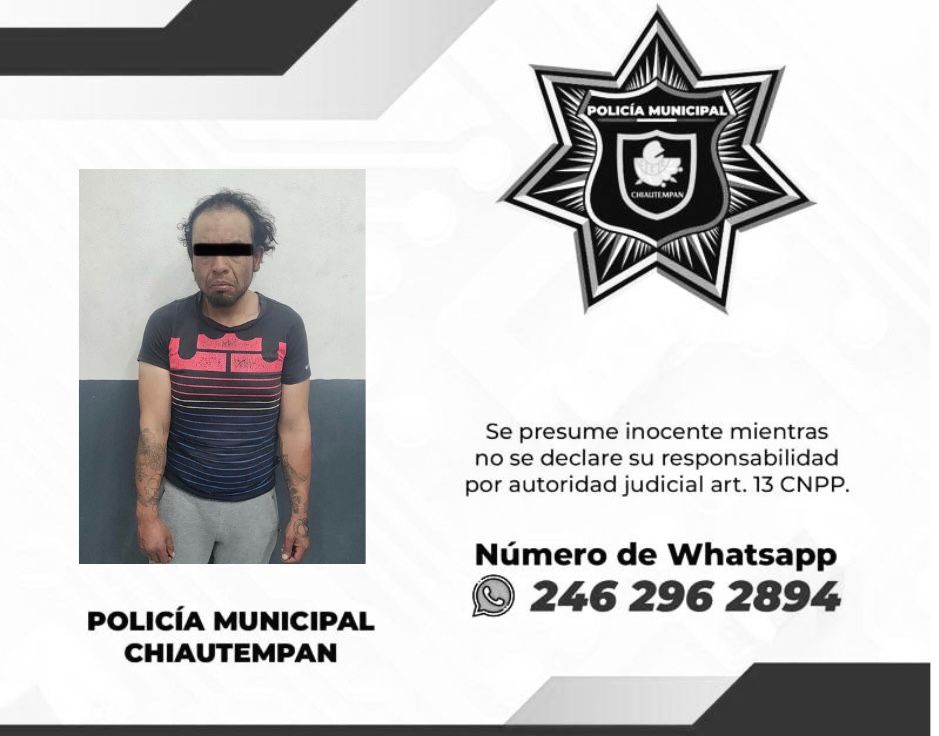 Detiene Policía de Chiautempan a sujeto por robo de motoneta