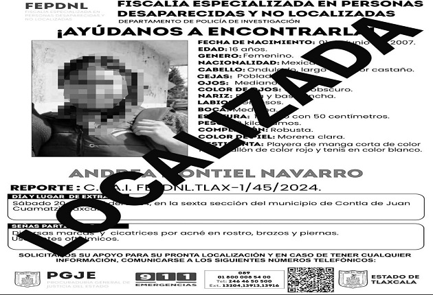 Policía de Investigación presenta ante Fiscalía a menor de edad reportada como no localizada: PGJE