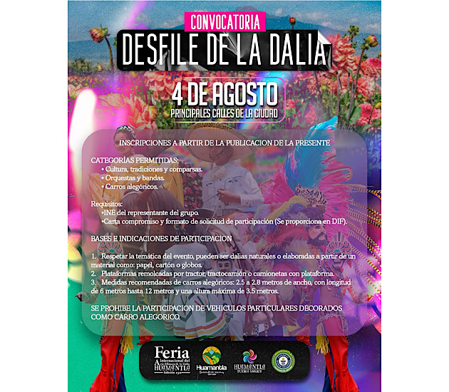 Está abierta la convocatoria para participar en el Desfile de la Dalia en Huamantla