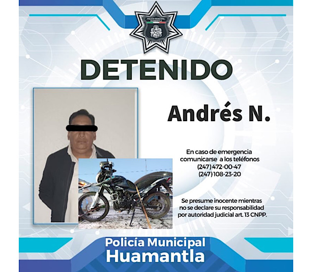Recupera Policía de Huamantla motocicleta con reporte de robo Cuarto
