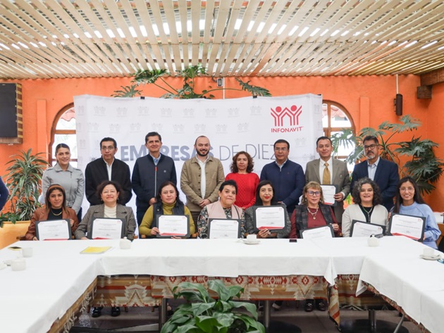 En Tlaxcala, el Infonavit reconoce a empleadores con el distintivo Empresa de Diez