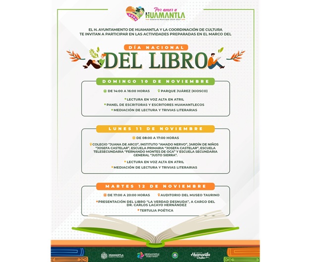 Celebrará Huamantla el Día Nacional del Libro con actividades culturales y literarias