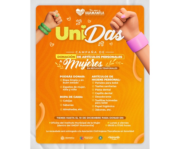Invita gobierno de Huamantla a apoyar con donaciones a refugios de mujeres que han sufrido violencia