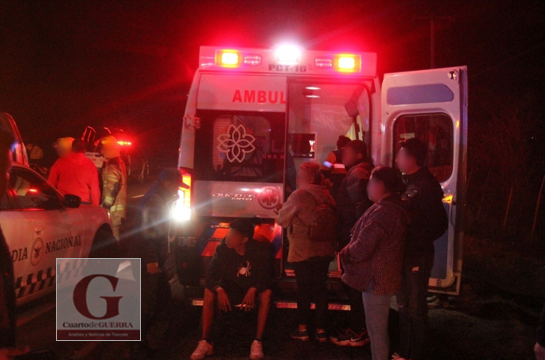 Choque entre patrulla de la Guardia Nacional y camioneta particular deja siete lesionados en Panotla