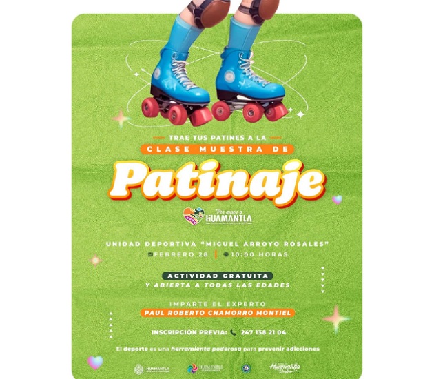 Gobierno de Huamantla fomenta el deporte y prevención de adicciones a través de clase muestra de patines