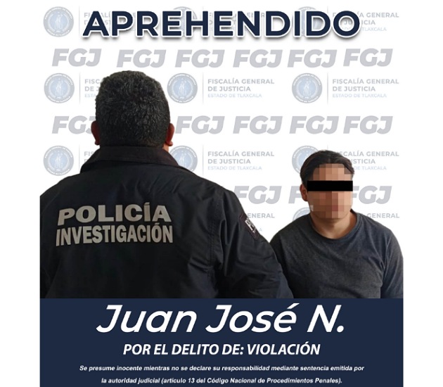 Aprehende FGJE a hombre por violación en agravio de una menor de edad