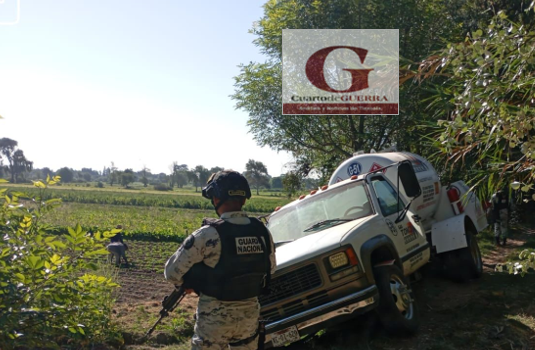 Descubren y aseguran dos pipas utilizadas para robar gas LP en Nativitas, Tlaxcala