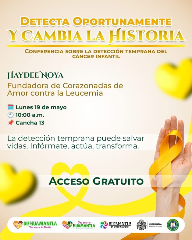 Invita gobierno de Huamantla a conferencia que aborda la importancia de detectar a tiempo cáncer en niñas y niños