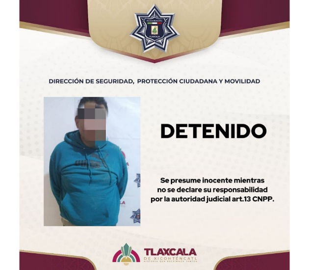 Detiene Policía Municipal de Tlaxcala a presunto agresor armado
