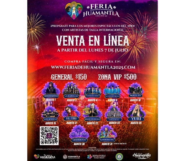 Inicia venta en línea de boletos para los espectáculos de la Feria Huamantla 2025